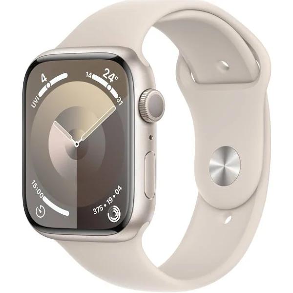 Apple Watch Series 9 (GPS) 45mm - Starlight Aluminium Case With Starlight Sport Band - S/M