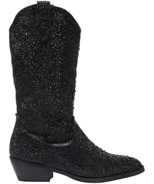 Ravella Parton Western Boots in Black Rhinestone Black 6