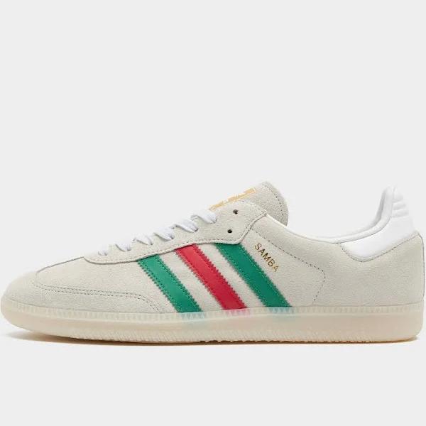 adidas-Samba OG Shoes-Unisex-Beige / Green / Better Scarlet-M 6 / W 7