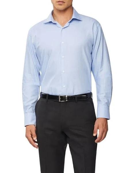 Van Heusen Black Label Tailored Long Sleeve Plain Dobby Business Shirt Sky Blue 41-90