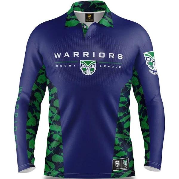 NRL Long Sleeve Reef Runner Fishing Polo Shirt - New Zealand Warriors - Youth