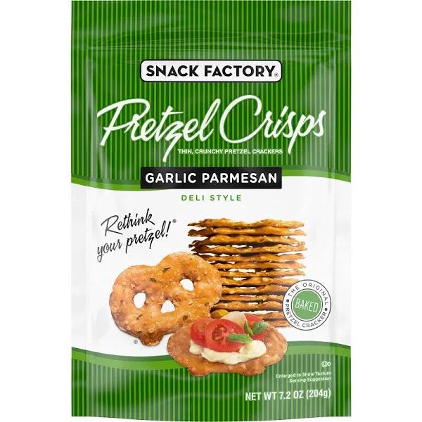 Snack Factory Garlic Parmesan Pretzel Crisps - Case of 12 - 7.2 oz