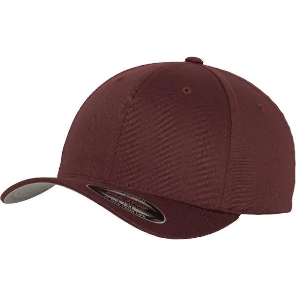 Yupoong Mens Flexfit Fitted Baseball Cap (Pack of 2) Maroon SM