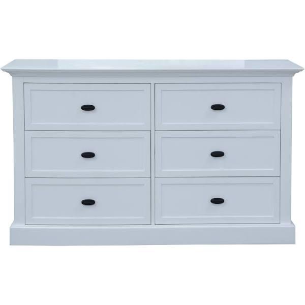 Beechworth Dresser 6 Chest of Drawers Pine Wood Storage Cabinet Hampton - Grey