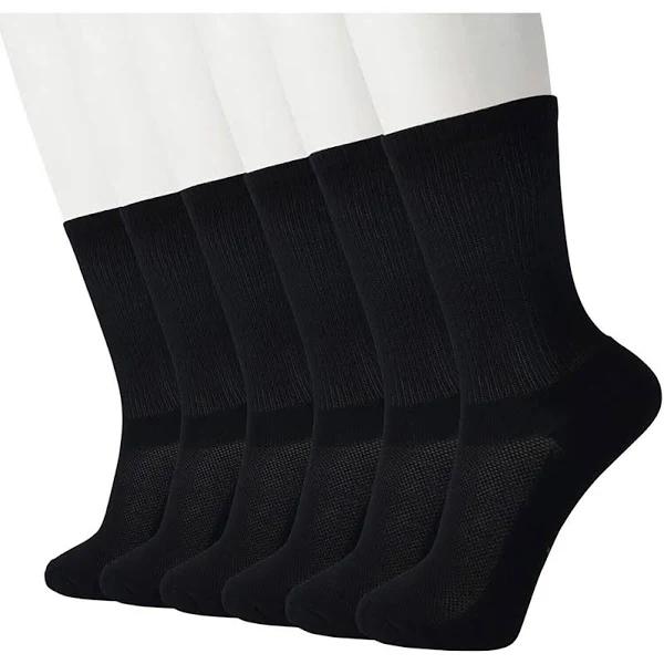 BR Apparel 6 Pairs Bamboo Socks Unisex Premium Fiber Sock Super Soft Crew Tennis Sox - Black - 6-11