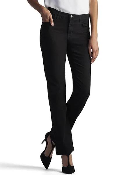 Lee Women's Relaxed Fit Straight Leg Jean, Black Onyx, 8 Short