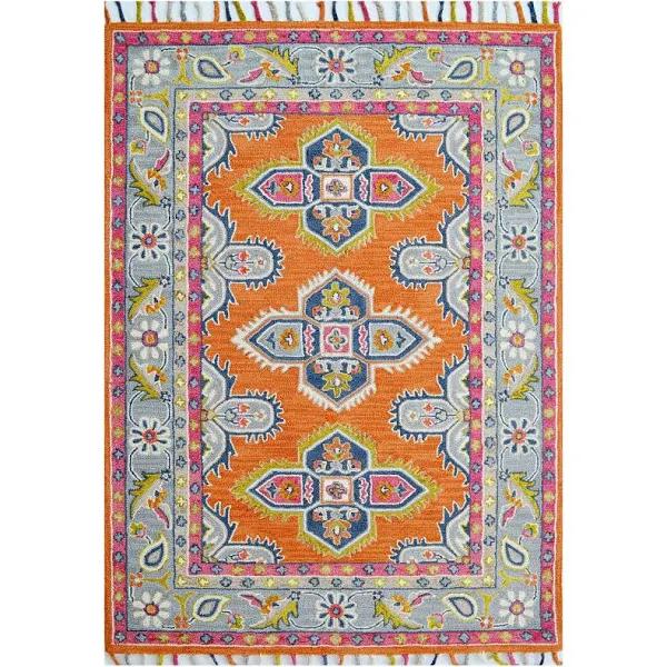 Rug Club Handmade Lyon Wool Rug-6304-Orange-110x160cm