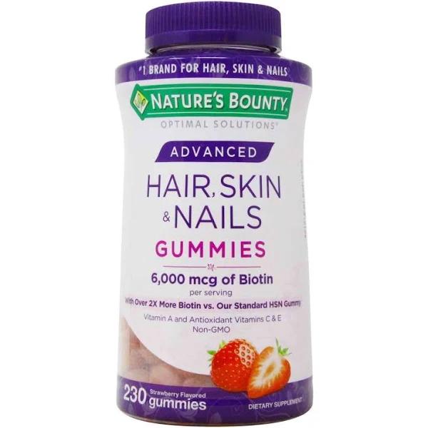 Nature's Bounty Advanced Hair, Skin & Nails Gummies, Strawberry, 230