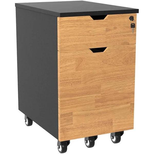 Desky Wooden Filling Cabinet Black / Rubberwood Light Oak