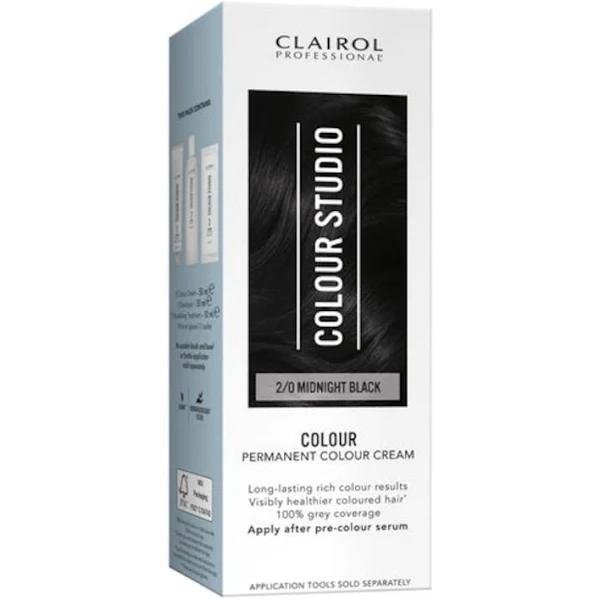 Clairol Professional Colour Studio Step 2 Permanent Hair Colour Cream 2/0 Midnight Black 150ml