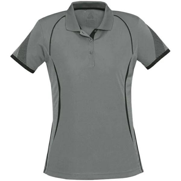 Biz Collection P405LS Ladies Razor Polo 20 / Ash/Black