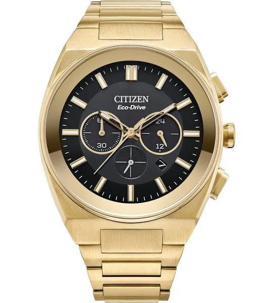 Citizen Eco-Drive Men's 43mm Gold Stainless Steel Bracelet Watch - Black Dial