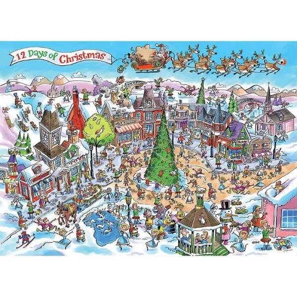 Cobble Hill 1000 Piece Puzzle - DoodleTown: 12 Days of Christmas - Sam