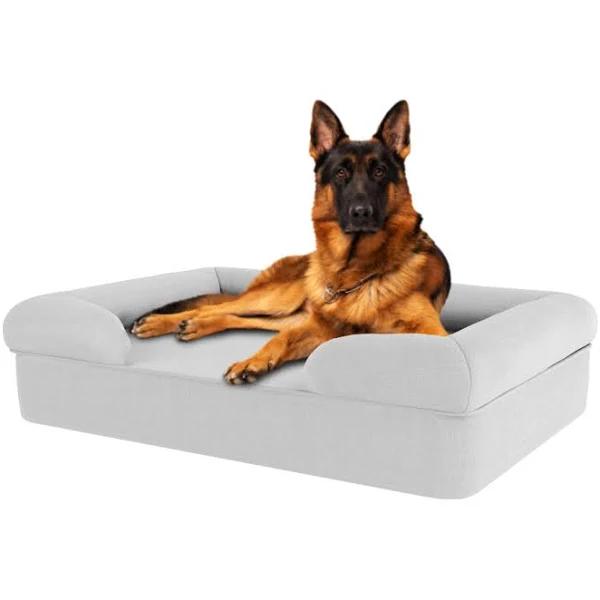 Large Memory Foam Dog Bed - Omlet Bolster Dog Bed in Stone Grey