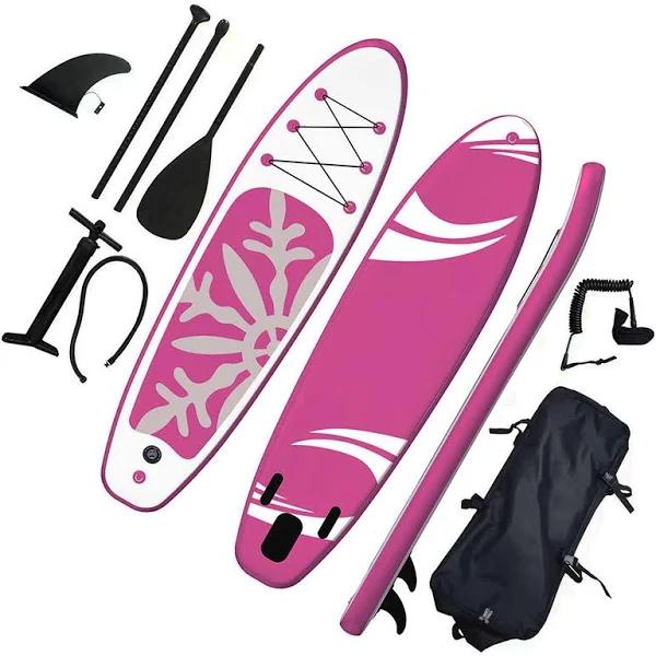 MaxU 10'6'' Inflatable Paddle Board 3.2m Sup Surfboard Stand Up Paddleboard with Bonus Accessories - Snowflake Pink