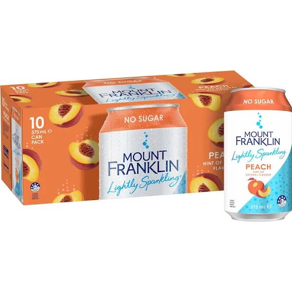 Mount Franklin Peach Lightly Sparkling Water 10 Pack, 375 ml