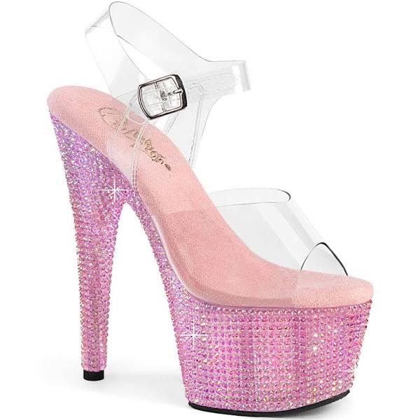 Pleaser BEJEWELED-708RRS Clear/Baby Pink RS Size 6