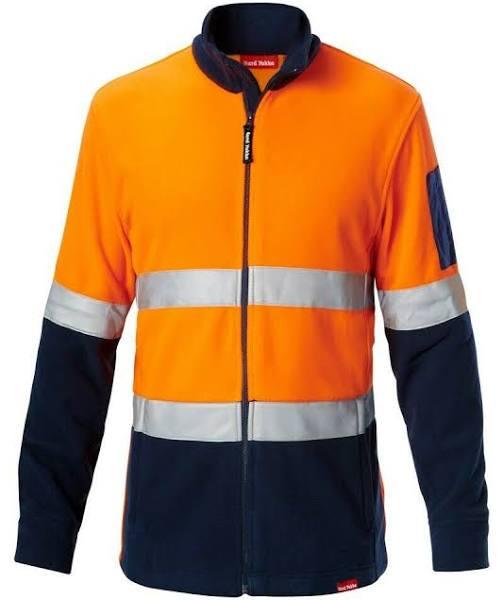 Hard Yakka Workwear - Hi Vis 2Tone Brushed Fleece Jacket with Tape - Orange/Navy - 4XL