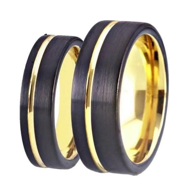 Tungsten Vintage Black and Gold Wedding Bands - 6 - AfterPay & zipPay Available