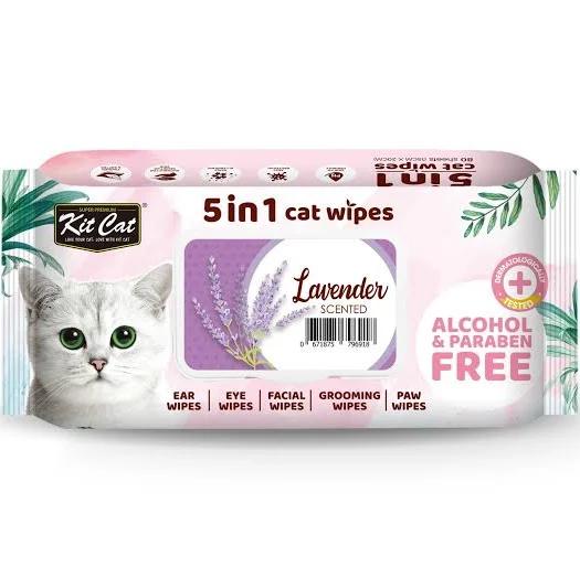 Kit Cat Lavender Antibacterial Pet Wipes 80 Pack