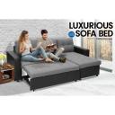 Sarantino 3-Seater Corner Sofa Bed Storage Lounge Chaise Couch Grey