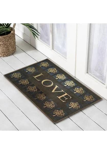 Solemate Rubber Metallic Copper Love Doormat 45x75cm