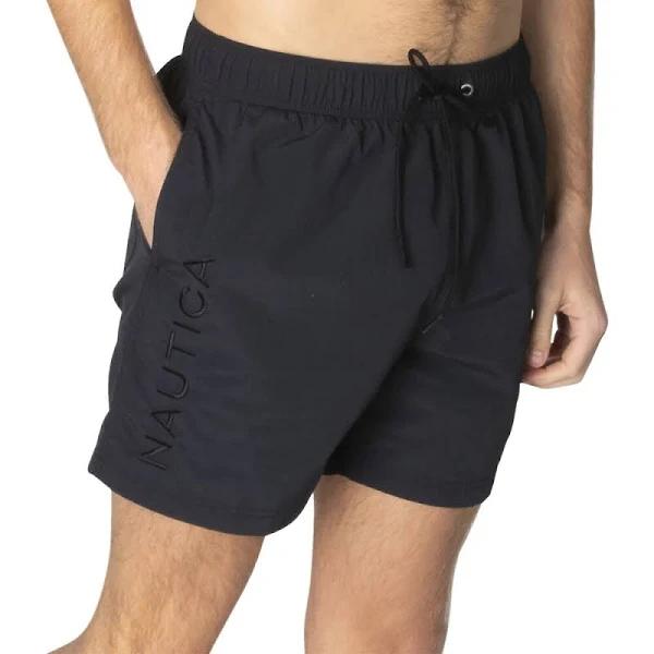 Nautica Extended Size Anchor Collection 6" Swim Shorts Black X-Large