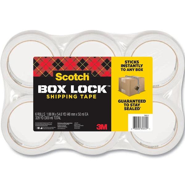 Scotch Box Lock Packaging Tape 48mmx50m 6 Pack