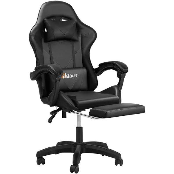 Oikiture Gaming Chair Massage Racing Recliner Office Pu Leather With Footrest