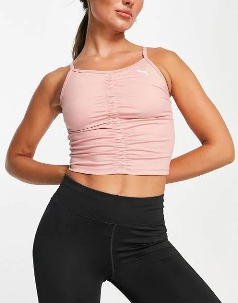 Puma Yoga Studio Foundation Ruched Singlet Top in Pink