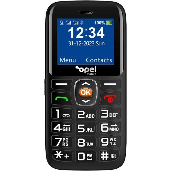 Opel Mobile Lite 4G Phone (Dual Sim, 64MB, SOS Button) - Black