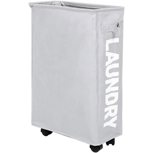 Corner Foldable Laundry Basket Bin with Wheels Dirty Clothes Bag Grey - AfterPay & zipPay Available