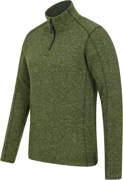 Mountain Warehouse Mens Idris II Half Zip Fleece Top Dark Khaki XS Polyester Mens Fleece Top