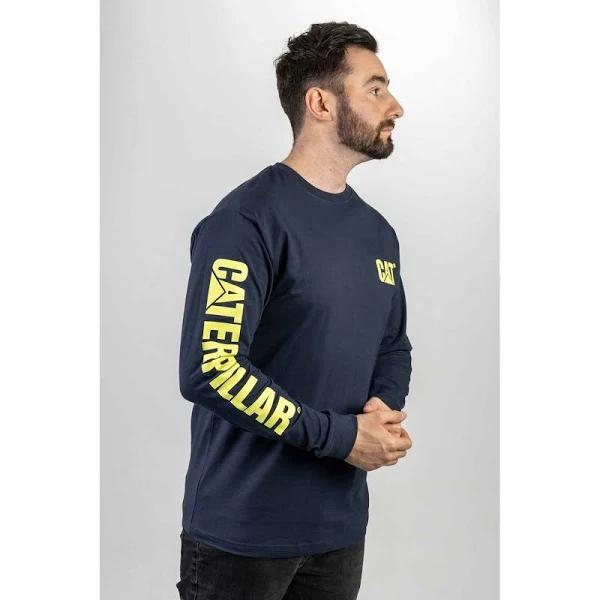 Caterpillar Mens Trademark Banner Long Sleeve Top Blue Medium