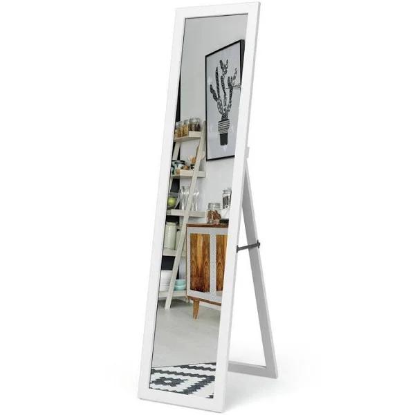 Giantex Full-length Mirror Freestanding Makeup Mirror Wall Mounted Vanity Mirror Wooden Frame, White