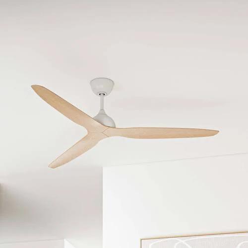 Fanco Eco Style DC Ceiling Fan with Remote Control Colour: White & Beech Wood, Blade Span: 132cm