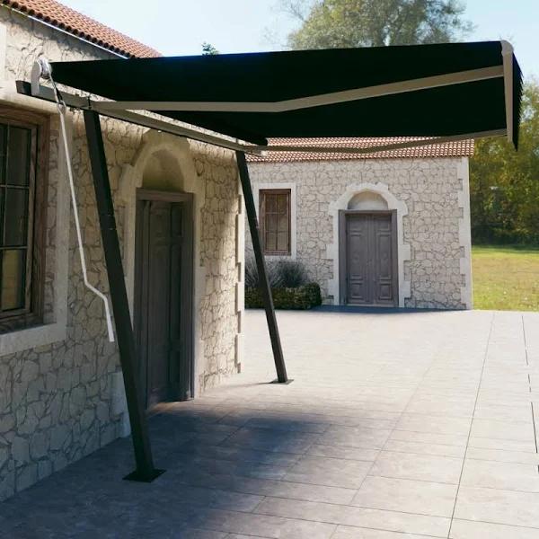 vidaXL Manual Retractable Awning with Posts 4.5x3 M Anthracite