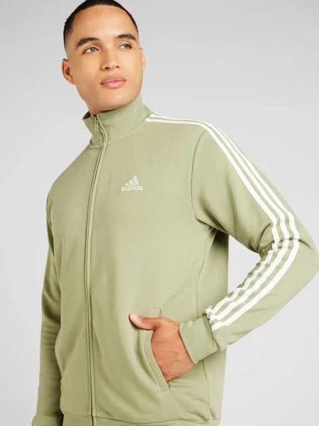 Adidas Basic 3 Stripes French Terry Tracksuit Green M Man