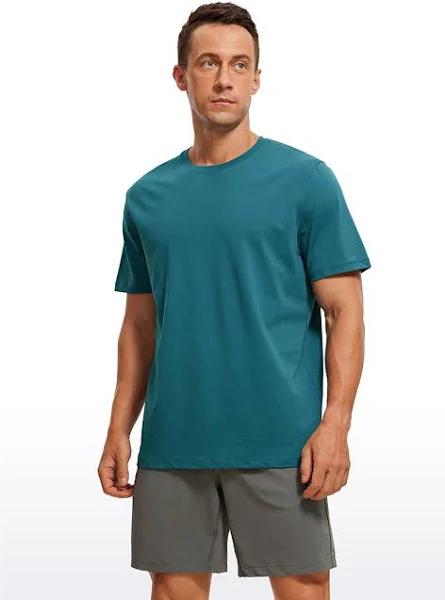 CRZ Yoga Men's Running Classic Fit Shirts Quick Dry Short Sleeves Green Jade / M