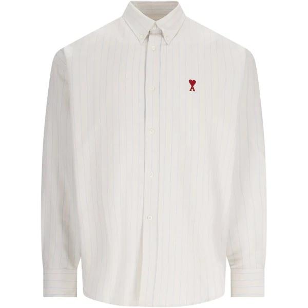 AMI Paris Blue & Off-White Embroidered Shirt