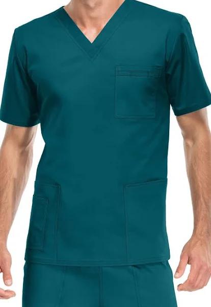 Cherokee Workwear Scrubs Premium Core Stretch Unisex Top - L - Caribbean Blue