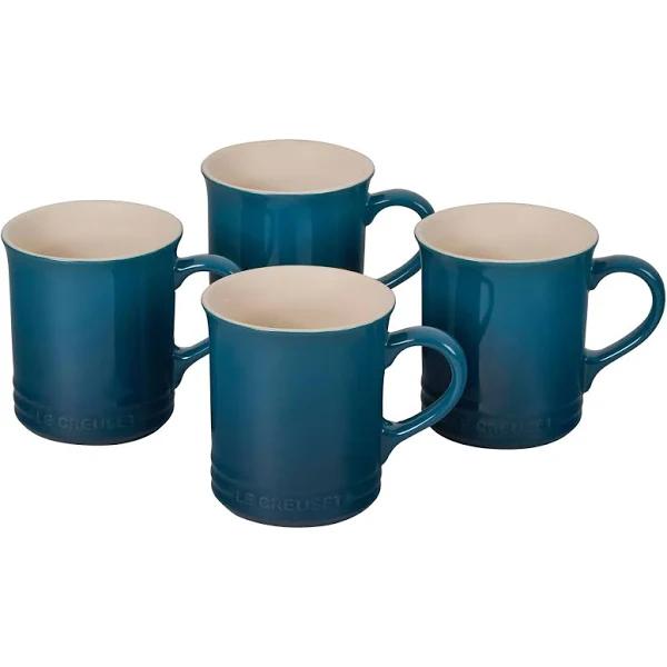 Le Creuset 4-Piece Stoneware Mug Set Deep Teal