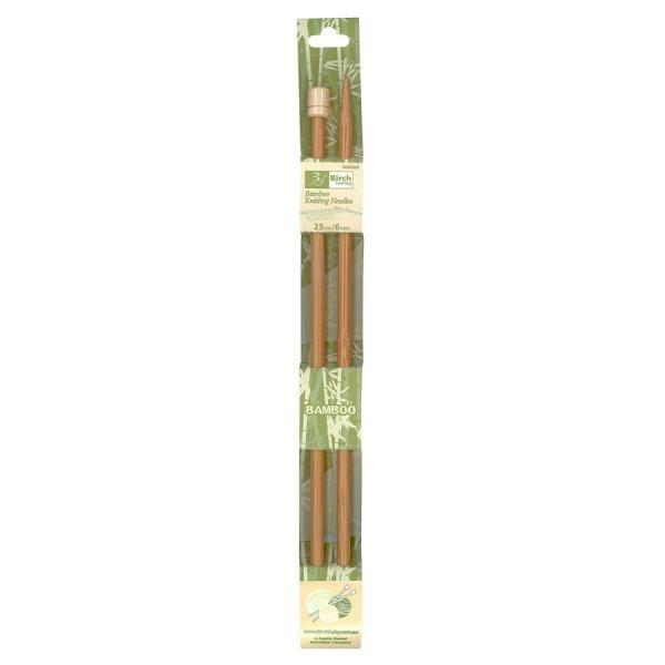 Bamboo Knitting Needles With Knob 25cm - 6mm, 6.5mm or 7mm 6mm