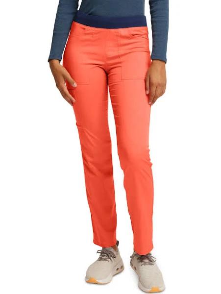 Dickies Balance Women's 6-Pocket Stretch Knit Elastic Waist Pull-On Scrub Pants in Heather Mystic Peach/navy | Size XS Polyester/rayon/spandex