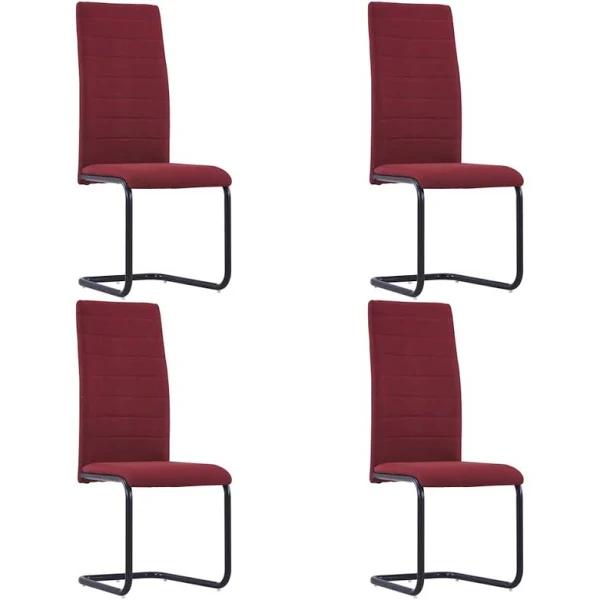 vidaXL Cantilever Dining Chairs 4 Pcs Wine Fabric