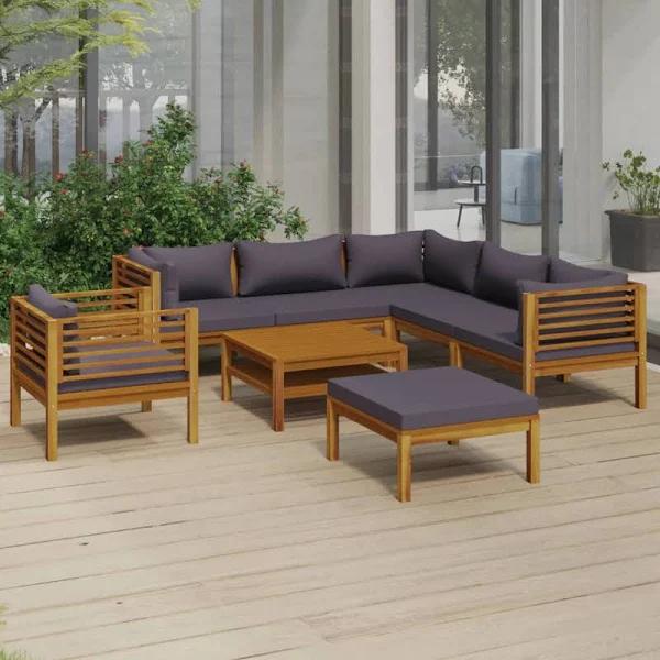 vidaXL 8 Piece Garden Lounge Set With Cushion Solid Acacia Wood