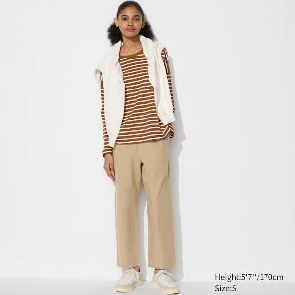 Uniqlo Cotton Relaxed Ankle Pants - Beige Size XXL