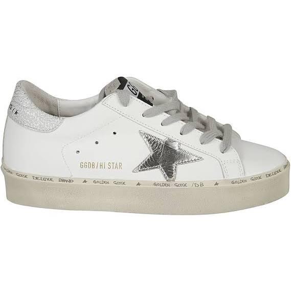 Golden Goose White & Silver Hi Star Sneakers