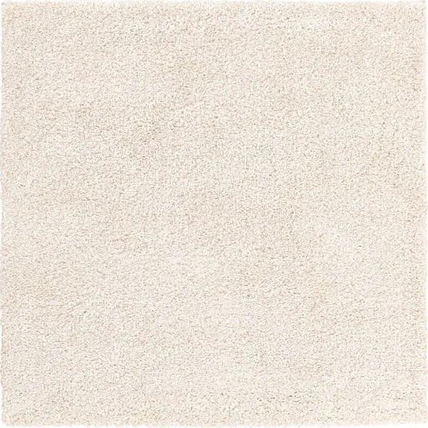 Solid Frieze 122cm x 122cm Square Ivory Area Rug