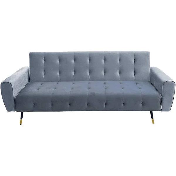 Ava 3-Seater Tufted Velvet Sofa Bed by Sarantino - Light Grey